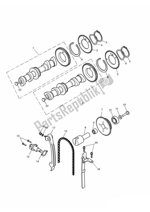All parts for the Camshaft And Drive Eng No 186917 > of the Triumph America Carburettor 790 2002 - 2007